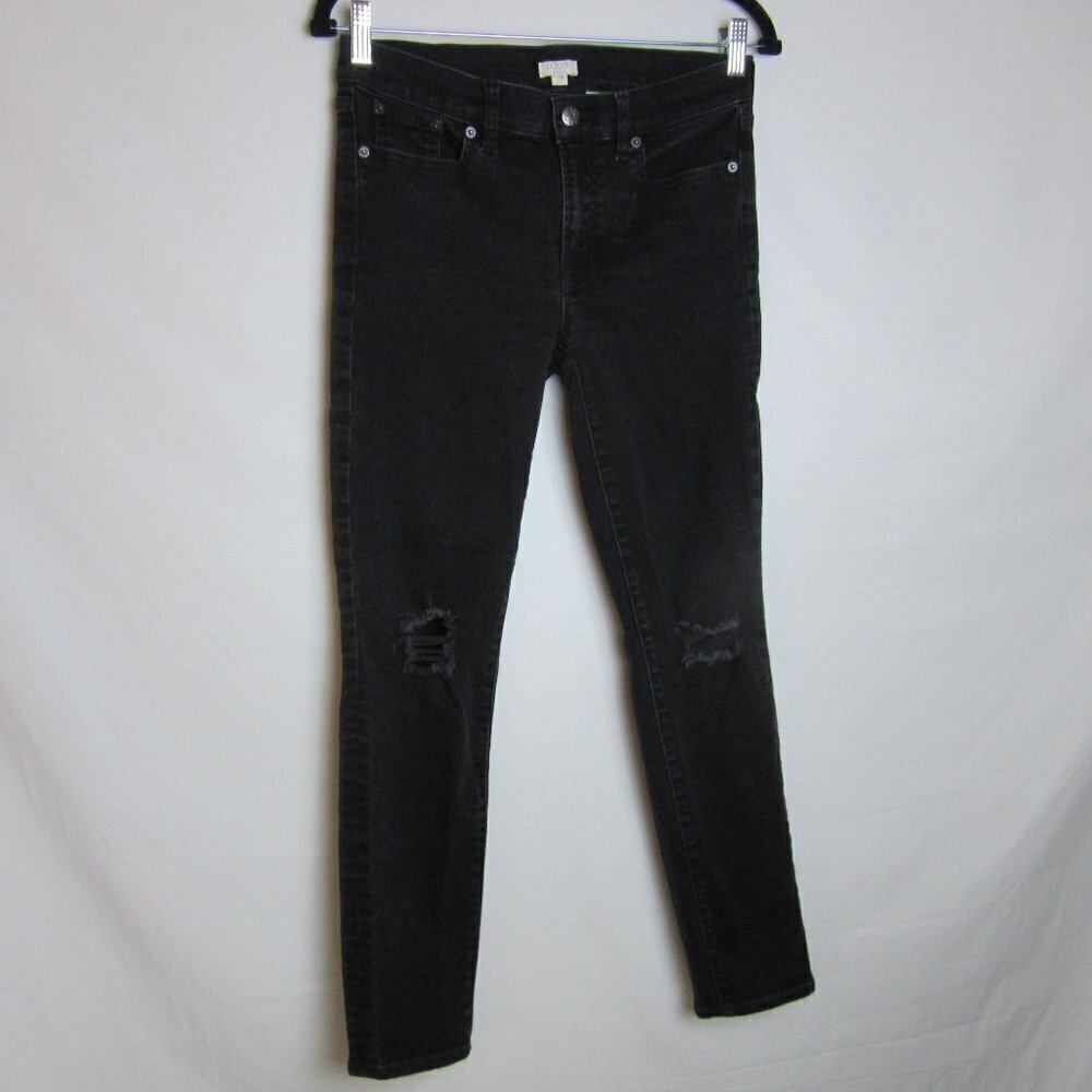 J. Crew Jeans Stretch Black Distressed Ankle Skinny Denim Goth casual Women's 28